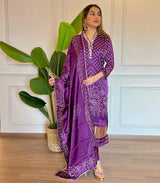 Position Print With Embroidery Viscose Kurta Set