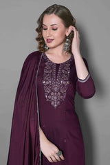 Embroidery Silk Blend Kurta Set