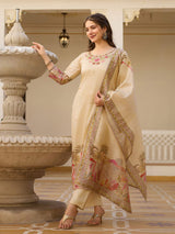 Embroidared Beads Viscose Assam Silk Kurta Set