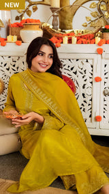 Embroidared Viscose Satin Kurta Set