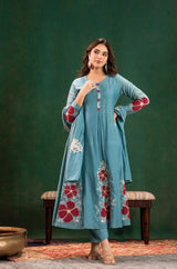Embroidared Chanderi Silk Kurta Set