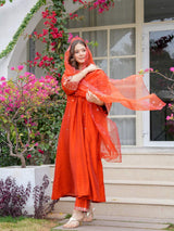 Embroidery Viscose Chanderi Kurta Set