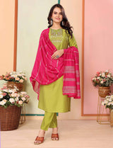 Heavy Embroidered Silk Kurta Set