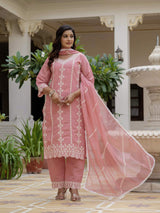 Embroidery Roman Silk With Cotton Lining Kurta Set