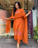 Embroidery Rayon Slub Kurta Set