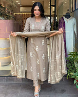 Cream Embroidared Cottan Kurta Set