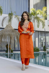 Embroidared Jacquard Butti Kurta Set
