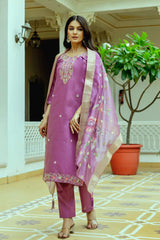 Embroidared Beads Viscose Chanderi Silk Kurta Set