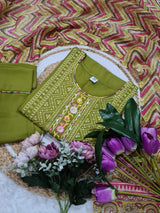 Embroidery Muslin Cotton Kurta Set