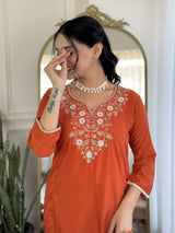 Embroidery Viscose Chinon Kurta Set