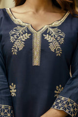 Embroidared Beads Viscose Chanderi Kurta Set