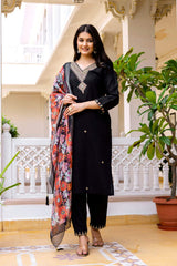 Embroidared Beads Viscose Chanderi Kurta Set