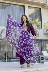 Embroidared Chanderi Cotton Kurta Set
