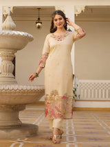 Embroidared Beads Viscose Assam Silk Kurta Set