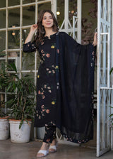 Printed Silk Blend Kurta Set